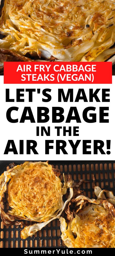 Air Fryer Cabbage Steaks Recipes, Airfryer Cabbage Steaks, Cooked Cabbage Recipes Air Fryer, Air Fry Cabbage Steaks, Air Fry Cabbage Recipe, Keto Cabbage Steaks Air Fryer, Airfry Cabbage Recipes, Cabbage In The Air Fryer, Air Fried Cabbage Wedge