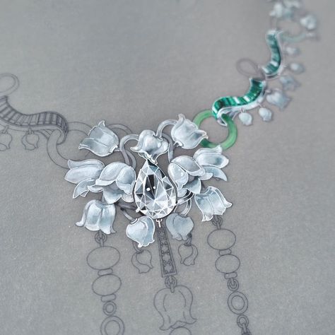 Claire-Chine HARDION on Instagram: “Persephone, Work in progress- Necklace #highjewelry #design #jewelrydesigner #jewelrydesign #jewelry #jewelrydrawing…” Aesthetics Jewelry, Jewel Drawing, Jewelry Rendering, Diamond Earrings Design, Art Jewelry Design, Jewellery Design Sketches, Jewelry Illustration, Jewelry Design Drawing, Jewelry Drawing