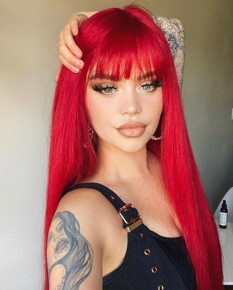 PRICES MAY VARY. 〖 Product Length 〗 20 inches 〖 Colour 〗: Hot Red 〖 Suitable crowd 〗: Adults 〖 An extra gift 〗 - 2 pcs Durable Nylon Wig Caps for Wigs Nude Colour Soft Wearing Wig Caps// This wig takes heat that is under 320 Fahrenheit or 160 Centigrade red wig with bangs,long wig with bangs,red wig with bamgs,red hair wig,red synthetic wig, red wig with bamgs,red wig for women,red wigs,red afro wig red wig with bangs,red wig cosplay,red cosplay wig,long red wig,womens red wig,wig red, sexy red Red Wig With Bangs, Red Hair Wig, Straight Red Hair, Red Hair With Bangs, Red Hair Inspo, How To Wear A Wig, Red Wig, Bright Red Hair, Easy Hairstyles For Medium Hair