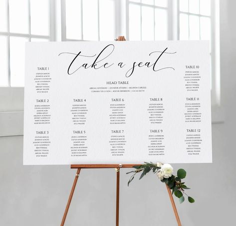 Luxury Wedding Seating Chart Template Poster | Splendid Script - 24x36 Table Number Chart, Table For 12, Wedding Seating Chart Template, Find Your Seat, Number Chart, Seating Sign, Seating Chart Template, Chart Template, Calligraphy Wedding