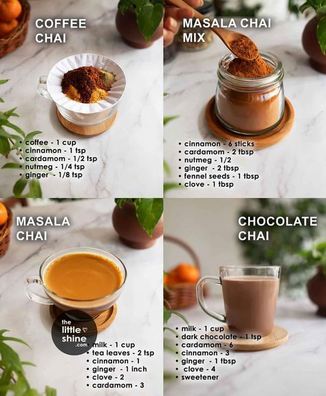 Chai Mix Recipe, Chai Drinks, Warm Drinks Recipes, Chai Tea Recipe, Hot Drinks Recipes, Tea Drink Recipes, Chai Recipe, Herbal Teas Recipes, Coffee Drink Recipes