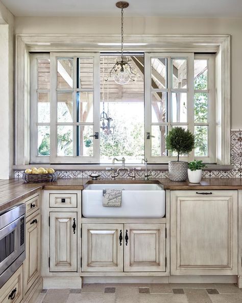 Farmhouse Patio Ideas, Window Over Kitchen Sink, Window Over Sink, Kitchen Sink Window, Patio Windows, Farmhouse Patio, Sliding Window, Farmhouse Flooring, Farmhouse Remodel