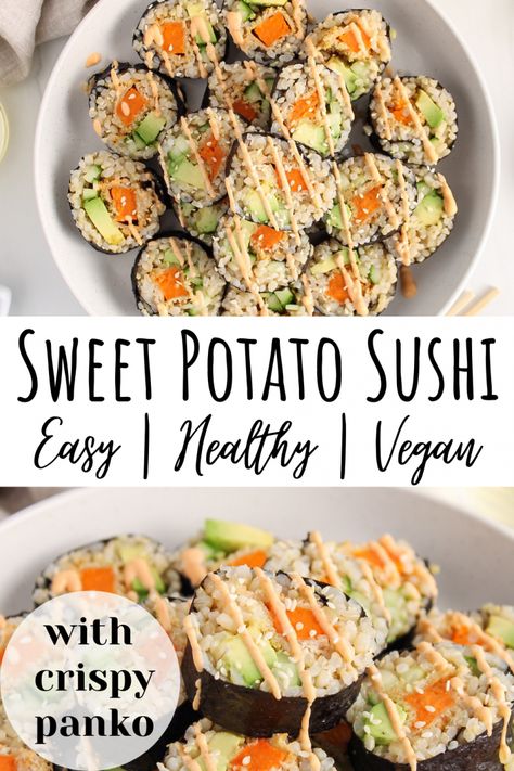 Sweet Potato Sushi Roll, Sweet Potato Sushi, Sushi Rolls Recipe, Vegan Sushi Rolls, Nori Sheets, Sushi Recipes Homemade, Veggie Sushi, Vegetarian Sushi, Sushi Roll Recipes