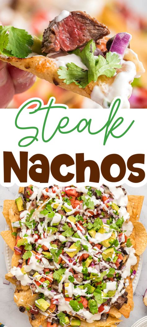 Steak Nachos Recipe, Seasoned Steak, Steak Nachos, Nachos Recipe Beef, Mexican Steak, Nacho Toppings, Skirt Steak Recipes, Mexican Flavors, Leftover Steak