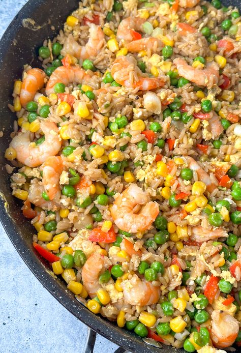 The Best Shrimp Fried Rice Recipe (Easy!) - The Tasteful Tribe Shrimp And Rice Recipes Easy, Shrimp Fried Rice Recipe Easy, Best Shrimp Fried Rice, Shrimp Rice Recipe, Cabbage Fried Rice, Cabbage Fried, Rice Recipe Easy, Shrimp Fried Rice Recipe, Shrimp And Rice Recipes