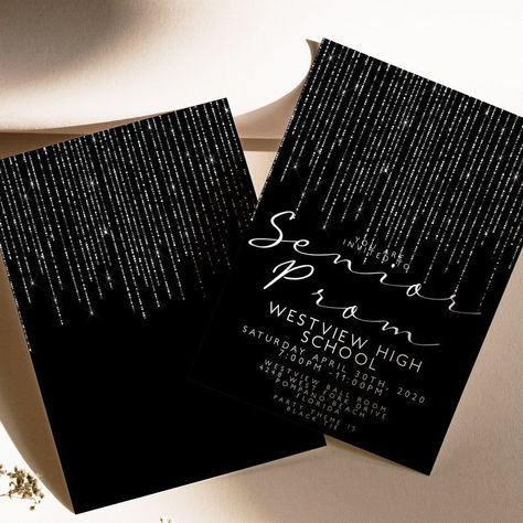 Senior Prom Invitations, Prom Invations, Awards Night Invitation Design, Black Tie Prom Theme, Prom Invitation Card, Prom Tickets Design, Prom Invitations Ideas, Prom Ticket Design, Prom Night Party