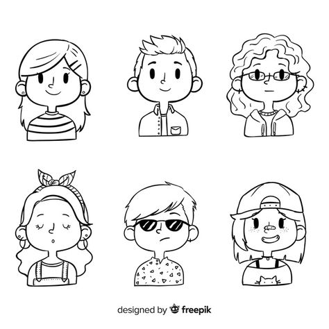 Cartoon people avatar pack Free Vector People Avatar, Portrait Illustrator, Doodles Bonitos, Doodle People, Dibujo Simple, Regnul Animal, Cartoon People, Arte Inspo, Cartoon Faces