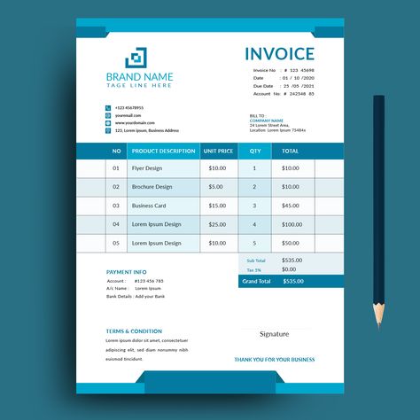 Quotation Design Ideas, Modern Invoice Design, Invoice Design Creative, Marketing Planning Calendar, Quotation Design, Bill Budget, Lorem Ipsum Design, Design Invoice, Quotation Format