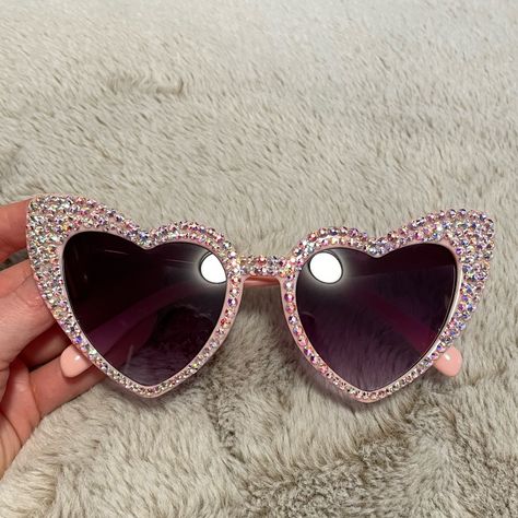 Gorgeous Bedazzled Pink Heart Shaped Sunglasses, Done By A Small Shop, Stoney Clover Lane Adjacent New Without Tags, Never Worn Perfect For Disney Parks, Taylor Swift Concerts And Just Whenever You Want To Feel Glamorous! Bedazzled Sunglasses, Lover Makeup, Holidays Ideas, Makeup Accesories, Stoney Clover Lane, Stoney Clover, Shaped Sunglasses, Heart Shaped Sunglasses, Taylor Swift Concert