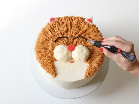 Easy Cat Cake, Cat Cake Ideas, Easy Entertaining Food, Campfire Cake, Earth Cake, Cake Models, Orange Food Coloring, Recipes Cookies, Cake Bites