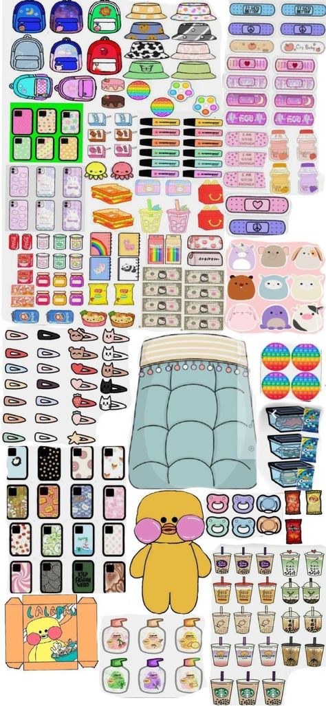 Duck Accessories, Pola Jaring, Paper Ducks, Buku Diy, Templat Kotak, Lukisan Comel, Paper Doll Printable Templates, Hello Kitty Printables, Whatsapp Wallpaper Cute