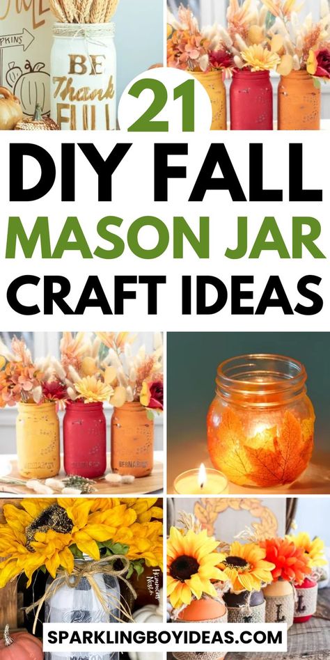 Elevate your fall decor with easy DIY fall mason jar crafts. Embrace the cozy ambiance of autumn with rustic mason jar decorations. From pumpkin crafts and leaf-inspired designs to woodland accents and burlap-wrapped jars, these DIY fall decor projects are perfect for creating an inviting atmosphere. From mason jar candle holders, to fall centerpieces like fall mason jar centerpieces, fall painted mason jars you'll find many other fall decorations. You'll love these DIY fall crafts for adults. Fall Mason Jar Centerpieces, Fall Mason Jar Crafts, Fall Porch Ideas, Diy Fall Crafts, Fall Crafts For Adults, Fall Gift Baskets, Fall Mason Jars, Fall Centerpieces, Spice Mix Recipes