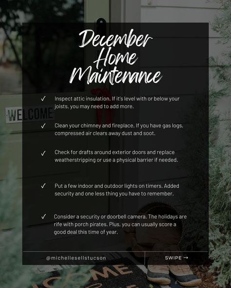 Keep the score in your favor all winter long with 5 December home maintenance tips! What’s on your home to-do list this December? Drop how you like to winterize your home in the comments below. Home Owner Checklist, Winterize Your Home, Home Owner Tips, Real Estate Marketing Strategy, Home Maintenance Tips, Attic Insulation, 5 December, Gas Logs, Home Owner