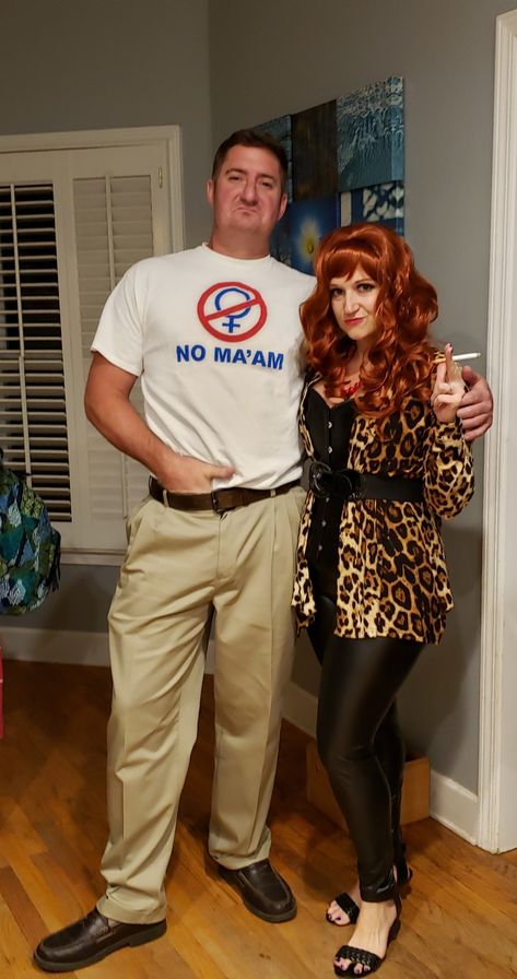 Al Bundy And Peggy Costume, Al And Peggy Bundy Costume, Al Bundy Costume, Celebrity Costumes Ideas, Trophy Wife Costume, Peg Bundy Costume, 1980s Costume Ideas, 80s Dress Up Ideas, Merica Monday