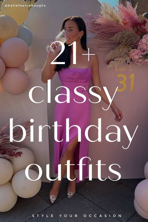 Are you searching for classy and cute birthday outfit ideas and inspiration? You’ll love this list of chic outfits for women with bday looks for your 18th, 21st, 30’s, and beyond! These trending fits work from summer to winter and have the perfect birthday aesthetic. Bday Night Outfit, May Birthday Outfit Women, Summer Bday Outfit Ideas, June Birthday Outfits Women, Trendy Birthday Outfits For Women, 21st Birthday Dinner Outfit Classy, Cute Birthday Dresses For Women, Birthday Party Look For Women, Birthday Casual Outfit Ideas For Women