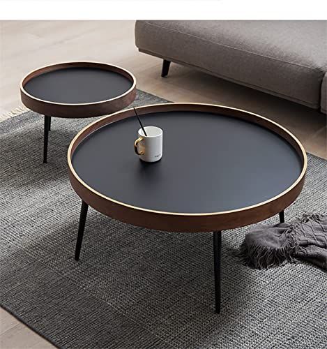 Modern Wood Coffee Table, Round Coffee Table Modern, Casa Container, Walnut Coffee Table, Furniture Side Tables, Painted Paneling, Round Tray, Coffee Table Setting, Nesting Tables