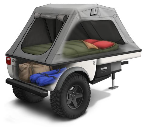 Camper Jeep, Overland Design, Hiker Trailer, Camping Gear Trailer, Camper Trailer Tent, Overland Camping, Tent Trailers, Camping Trailer Diy, Small Camper Trailers