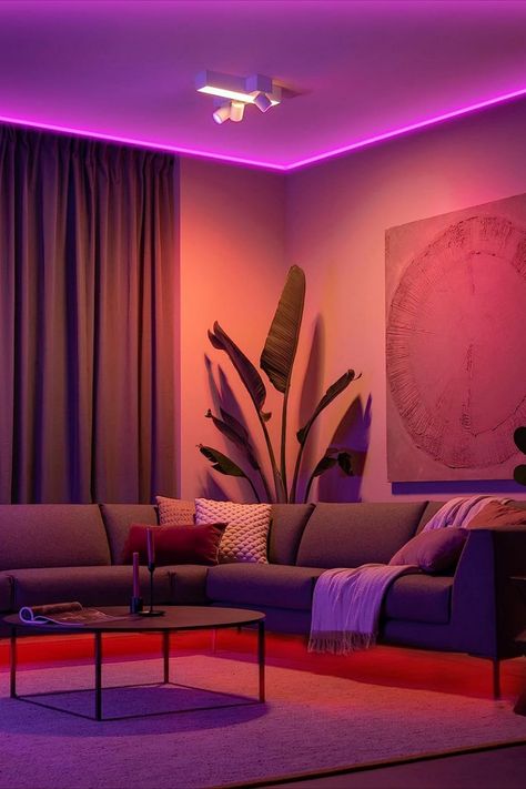 Interior Design Per La Casa, Philips Hue, Design Del Prodotto, Hue Philips, Decor Home Living Room, Apartment Inspiration, Dream House Decor, Room Lights, Dream Home Design