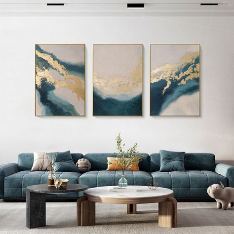 Buy 3 Piece Wall Art Framed Gold Leaf Extra Large Wall Art Online in India - Etsy 3 Piece Canvas Art Abstract, Abstract Two Piece Painting, 3 Acrylic Painting Set, Abstract Canvas Painting Set Of 3, Modern Art 3 Piece, Three Abstract Paintings, 3 Paintings In A Row Canvases Wall Decor, Tryptich Wall Art, 3 Set Paintings Wall Art Living Room