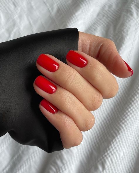 Short Manicure Nails, Cute Short Spring Nails, Spring Short Nails, Short Manicure, Nails Inspiration Short, Short Red Nails, Summer Nails Almond, Bright Red Nails, Squoval Nails