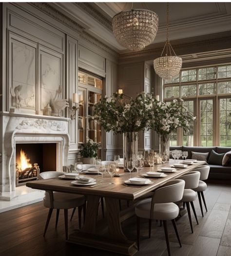 Modern Formal Dining Room Ideas, Massive Dining Room, Dream Home Dining Room, Posh Dining Room, Grand Dining Room Luxury, Nice Dining Room, Chateau Dining Room, Large Dining Room Ideas, Elegant Dining Room Luxury