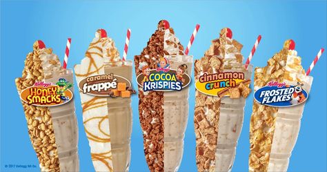 Milkshake Flavors, Steak N Shake, Good Steak Recipes, Steak Dinner Recipes, Cocoa Krispies, Breakfast Donuts, Cookie Crisp, Cinnamon Crunch, Bacon Sandwich