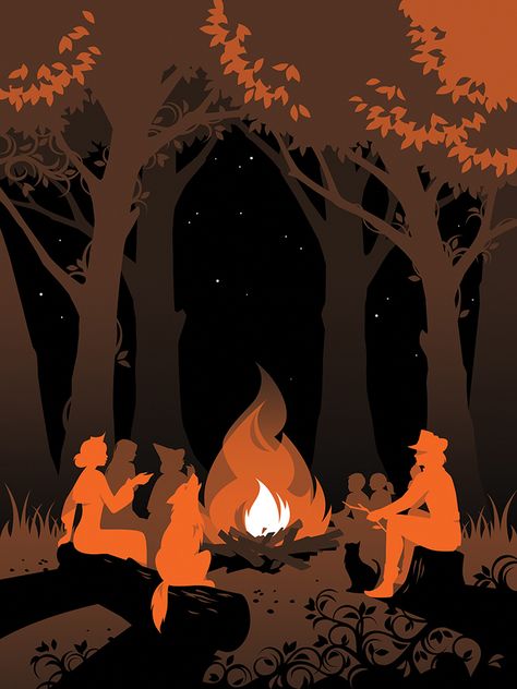 paul oakley Campfire Drawing, Forest Illustration, 카드 디자인, Illustration Agency, 영감을 주는 캐릭터, Illustrations And Posters, 로고 디자인, Anime Scenery, Campfire