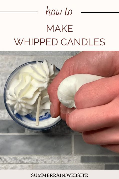 Learn how to Whip Candle Wax to make a Whipped Candle Frosting. Whipping candle wax is a great way to take your candles to the next level. It takes a little bit of practice to get comfortable with the process, but you will be whipping up your own creations in no time at all! Whipping soy wax can be messy! It is not difficult at all, it just can get a bit messy. How To Make Candle Whipped Cream, How To Whip Wax For Candles, Candle Whipped Cream, How To Make Whipped Candles, How To Make Candle Wax Look Like Whipped Cream, Dessert Candles Tutorials, Whipped Candles Diy, Whipped Candles, Candle Frosting