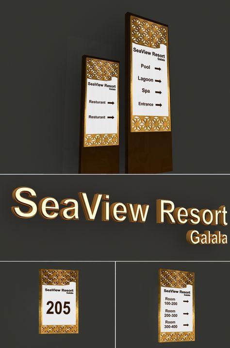 Direction signage, hotel signs, wayfinding Egypt. Pylon stand, landmark signage Modern Signage Design Outdoor, Direction Signage, Hotel Wayfinding, Unique Signage, Hotel Sign, Hotel Signage, Wayfinding Signage Design, Directional Signage, Sign System