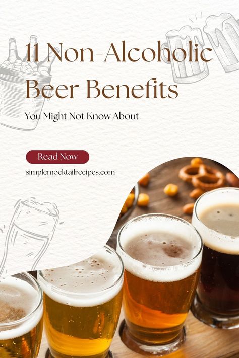 Aside from being tasty and fulfilling, there are several non-alcoholic beer benefits you might not know about. Read on to learn more! | Non-Alcoholic Beer Pros and Cons | Best Non Alcoholic Beer | Non Alcoholic Beer Brands Simple Mocktail, Drink Less Alcohol, Beer Benefits, Less Alcohol, Easy Mocktail Recipes, Non Alcoholic Beer, Mocktail Recipes, Drinks Cocktails, Beer Brands