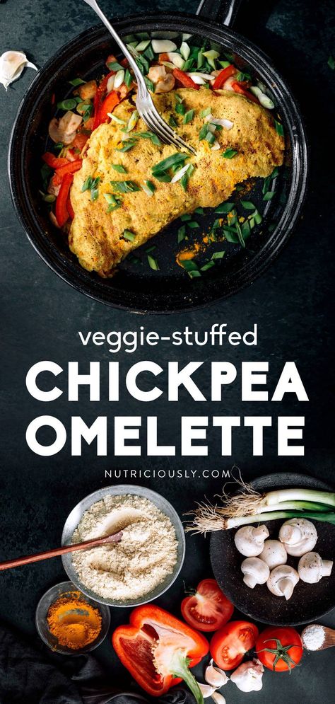 Vegan Chickpea Flour Omelette 2 Brunch Veggies, Chickpea Omelette, Vegan Omelette, Egg Substitute, Vegan Chickpea, Soy Free Recipes, Vegan Brunch, Omelette Recipe, Plant Based Breakfast