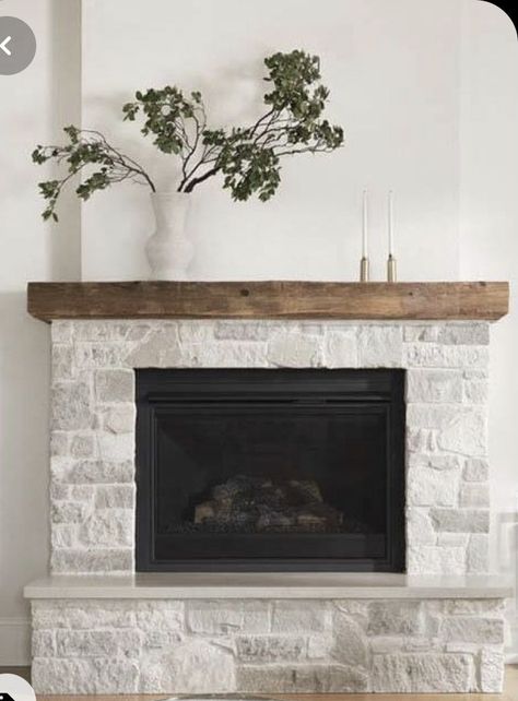 Fireplace Mantels Stone Wall, Mirrors By Fireplace Living Rooms, White Stone And Shiplap Fireplace, Stone Fireplace Windows On Each Side, Fireplace Mantels With Built Ins, Redone Stone Fireplace Ideas, Matte Tile Kitchen Backsplash, Opening Wall Between Dining And Living Room, Vent Free Fireplace