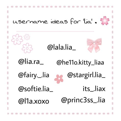 Cute Girly Usernames, Cute Hello Kitty Usernames, Instergram Usernames, Hello Kitty Username Ideas Tiktok, Aesthetic Names For Twitter, Hello Kitty Usernames Ideas, Pink Aesthetic Usernames, Melody Username Ideas, Username Ideas For Everskies