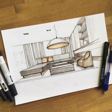 #Top10InteriorDesignSchoolsInIndia Interior Architecture Sketch, Hand Rendering, Interior Sketches, Furniture Design Sketches, Perspective Drawing Architecture, Interior Design Renderings, Interior Architecture Drawing, Drawing Interior, Interior Design Drawings