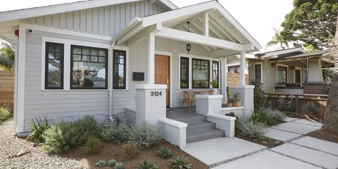 Desert Bungalow Exterior, Small Bungalow Kitchen, European Home Design, Beach Bungalow Exterior, 1920s Craftsman Bungalows, California Craftsman, Small Bungalow, California Bungalow, Galley Style Kitchen