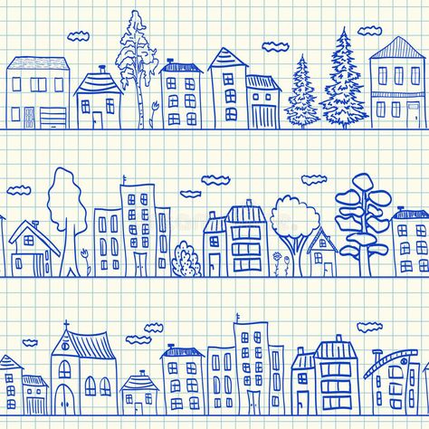 Paper Doodles, House Doodle, Infinite Art, Arte Doodle, House Sketch, Doodles Drawings, Graph Paper Art, House Quilts, Grid Paper