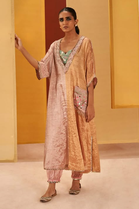 Buy Blue Kaftan Brocade Woven Floral V Neck And Cigarette Pant Set For Women by Shorshe Clothing Online at Aza Fashions. Tissue Embroidery Suits, Tissue Dresses Indian, Tissue Fabric Suit Design, Tissue Silk Suit, Tissue Fabric Dress Design, Tissue Outfits, Tissue Dress Designs, Tissue Suits Design, Tissue Dresses