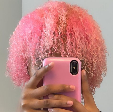 Pink On Natural Hair, Pink And Blonde Natural Hair Black Women, Pink And Back Hair, Blonde Roots Pink Ends Natural Hair, Cotton Candy Pink Hair On Black Women, Adore Pink Petal Hair Dye, Blonde Roots Pink Hair, Pink Hair Color On Black Women, Pink And Blue Natural Hair