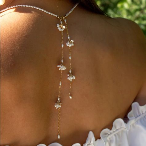 Fleurette Back Drop Necklace Christine Elizabeth Jewelry 14k Gold Filled New Never Used In Box Wedding Dress Necklaces, Necklace For Strapless Dress, Christine Elizabeth, Wedding Dress Necklace, Jewelry White Gold, Drop Necklaces, Elizabeth Jewelry, Back Necklace, Jewelry White