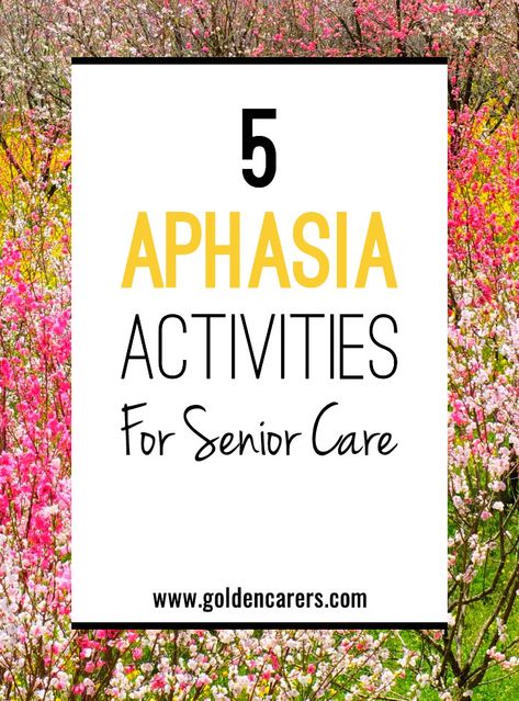 5 Aphasia Activities for Senior Care Diversional Therapy Activities, Cognitive Communication Activities, Cognitive Activities For Adults, Easy Cursive, Communication Disorders, Memory Care Activities, Therapeutic Recreation, Cognitive Activities, Language Therapy Activities