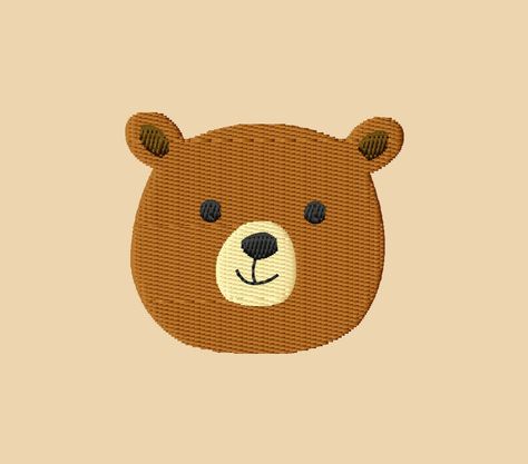 Bear Face Embroidery, Teddy Embroidery, Bear Embroidery Design, Embroidered Bear, Face Embroidery, Bear Embroidery, Bear Head, Bear Face, Woodland Forest