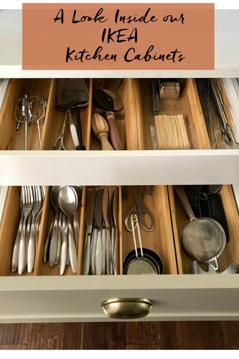 Ikea Kitchen Drawer Organization, Ikea Inside, Ikea Drawer Organizer, Ikea Kitchen Drawers, Large Kitchen Cabinets, Ikea Kitchen Organization, Ikea Kitchen Storage, Inside Kitchen Cabinets, Ikea Drawers