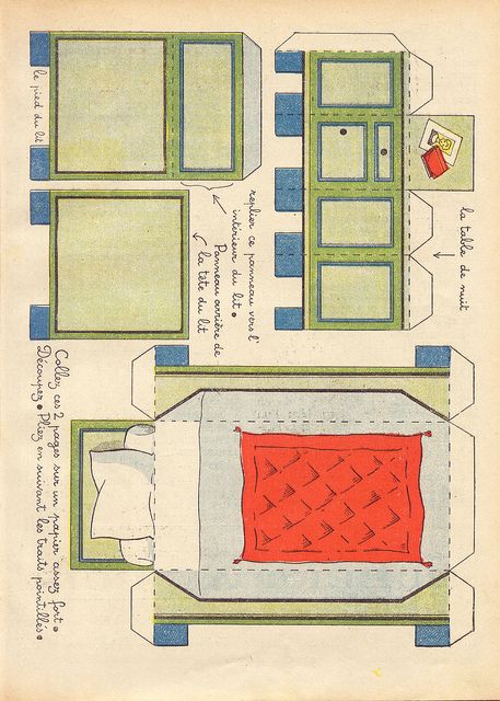 dec chambre 2 | Flickr - Photo Sharing! Bed and Dresser Paper Folding Art, Vintage Bedroom Furniture, Paper Furniture, Paper Toys Template, Paper Doll House, Dollhouse Printables, Seni Dan Kraf, Pola Kartu, Paper Toy