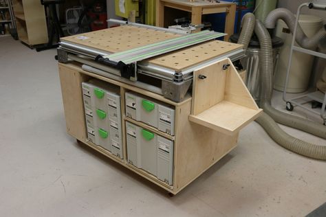 give-me-an-excuse-to-come-up-with-version-2-for-this-mft-sysport (1024×683) Mft Workbench, Festool Mft, Diy Storage Shelves, Mobile Table, Woodworking Tools Storage, Woodworking Chair, Antique Woodworking Tools, Woodworking Tools Workshop, Essential Woodworking Tools