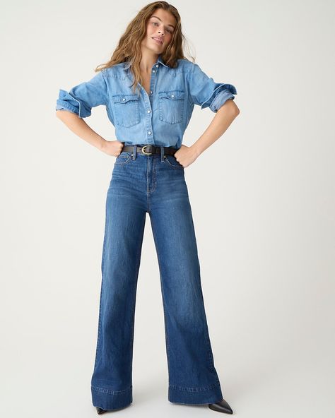 Best Jeans, Denim Trousers, Wide Leg Denim, Casual Elegance, Trouser Jeans, High Jeans, Wide Leg Jeans, Denim Women, Tank Top Shirt