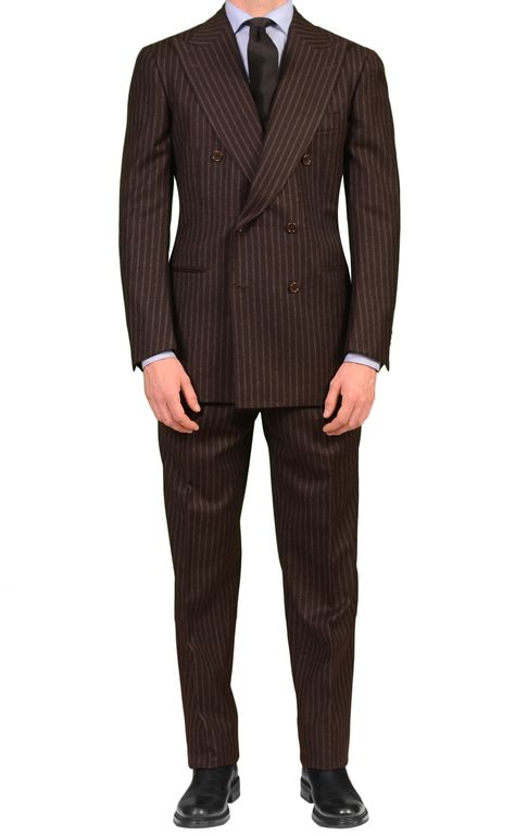 Pin Stripe Suit Mens, Carmel Brown, Cesare Attolini, Striped Suit, Italian Suit, Brown Tie, Suit Shirts, New Uses, Men's Suits