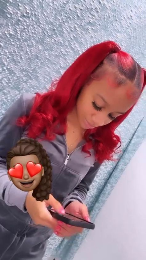 2ponytails Half Up Half Down, Red Half Up Half Down, Red Half Up Half Down Weave, Red Quick Weave Hairstyles, Red Pigtails, Girl Maintenance, Lash Appointment, Red Hairstyles, Tail Hairstyle