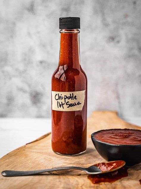 Chipotle Hot Sauce Recipe (Smoky and Spicy) - Urban Farm and Kitchen Smokey Hot Sauce Recipe, Smoked Hot Sauce Recipe, Chipotle Sauce For Chicken, Smoked Hot Sauce, Chipotle Hot Sauce Recipe, Hot Sauce Recipe Homemade, Salsas Recipes, Fermented Cucumbers, Herbal Lifestyle