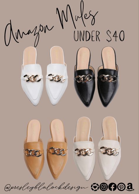 Outfit Ideas With Mules Flats, Mules Shoes Outfit Casual, Flat Mules Outfit, Fall Shoes Casual, Mules Outfit, Mules Shoes Flat, Amazon Shoes, Amazon Fashion Finds, Business Casual Outfit