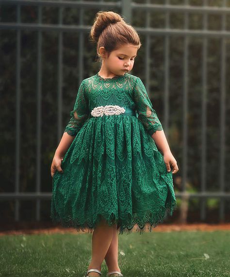 Emerald Bella Rafaella Dress - Infant, Toddler & Girls #ad Green Toddler Dress, Trish Scully, Lace Frocks, Fancy Christmas, Christmas Apparel, Emerald Dresses, Girls Christmas Outfits, Christmas Clothes, Hudson Baby